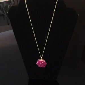Hexagon magenta stone pendant necklace